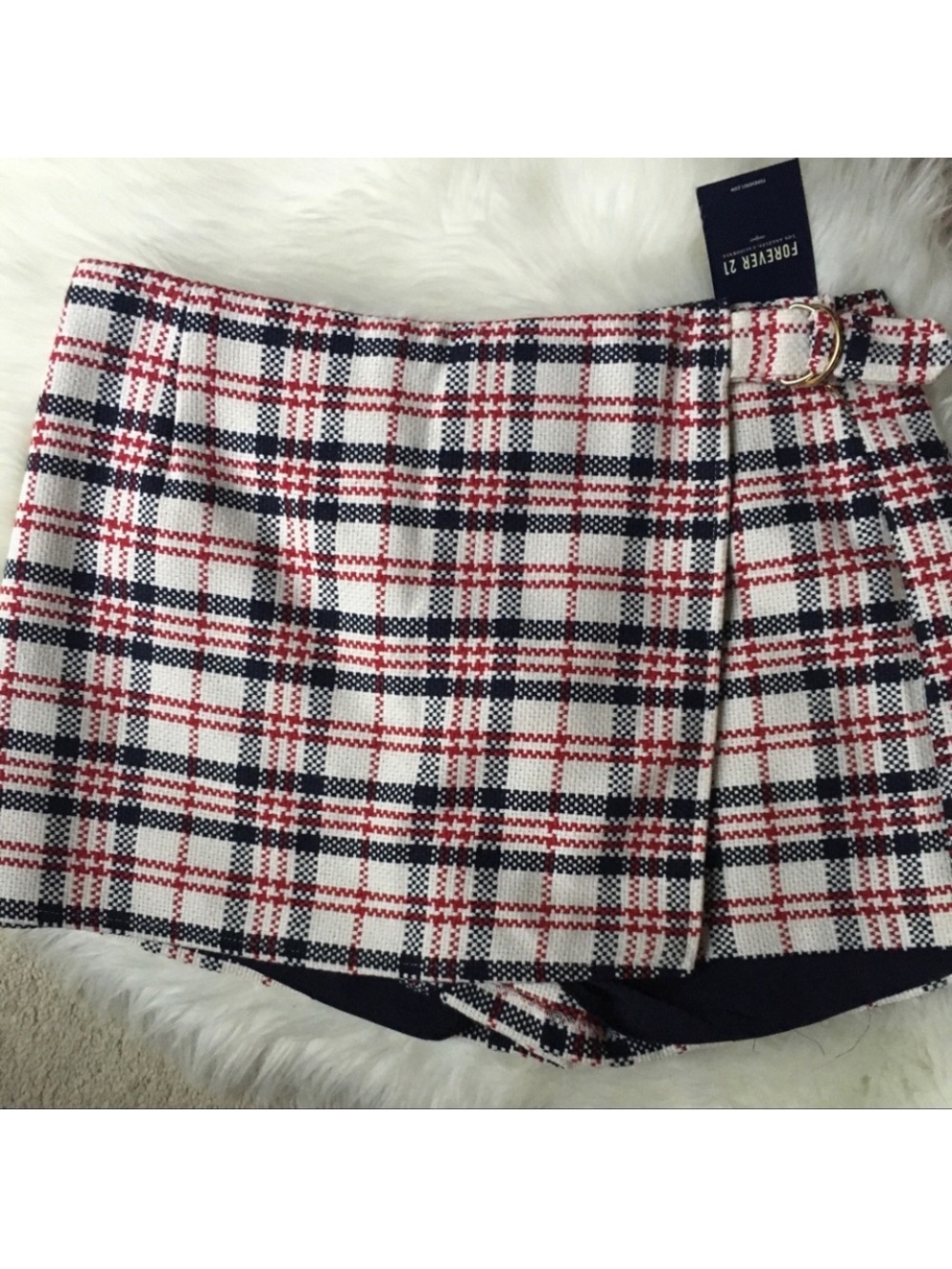 FOREVER 21 Plaid Skort Red White Blue Size 30 Waist NEW NWT